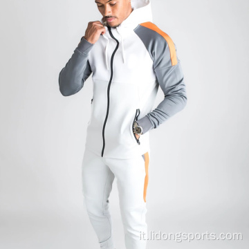 Uomini attivi usura piena zip short becksuit sportivi